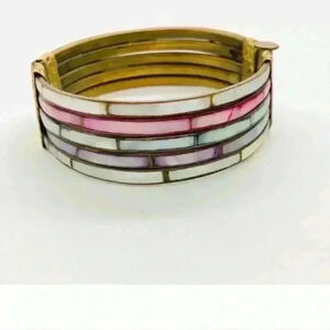 Vintage Brass Mother of Pearl Boho Bracelet